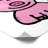 かわいいピンクの豚のキャラクター ポスター (角)