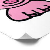 かわいいピンクの豚のキャラクター ポスター (角)