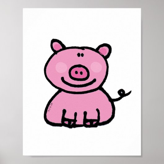 かわいいピンクの豚のキャラクター ポスター (正面)