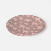 かわいいピンクの豚のパターン ペーパープレート (アングル)