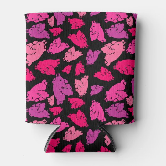 かわいいピンクの豚のパターン 缶クーラー (正面)