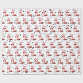 かわいいピンクの豚の蝶ネクタイのワインメロン柄テラッツォ ラッピングペーパー (フラット)