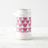 かわいいピンクの豚 ビールジョッキ (正面左)