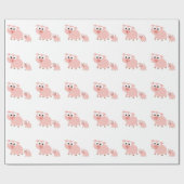 かわいいピンクの豚 ラッピングペーパー (フラット)