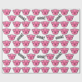 かわいいピンクの豚 ラッピングペーパー (フラット)