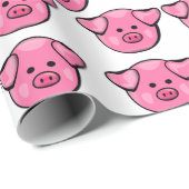 かわいいピンクの豚 ラッピングペーパー (ロールコーナー)