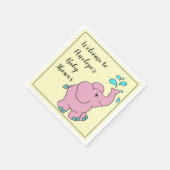 かわいいピンクの象と名前ベビーシャワー スタンダードカクテルナプキン (角)