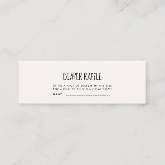 かわいいピンクの象の赤ちゃんシャワーおむつラッフル スキニー名刺 (正面)