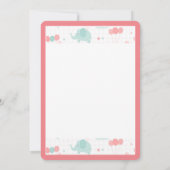 かわいいピンクの象の赤ちゃんシャワー サンキューカード (裏面)