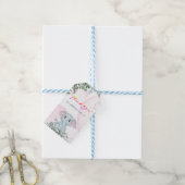 かわいいピンクの象サファリジャングルベビーシャワー ギフトタグ (より糸付き)