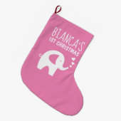 かわいいピンクの象ベビー初のクリスマスストッキング ラージクリスマスストッキング (正面 (吊り時))