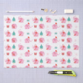 かわいいピンクの象モダンのクリスマス 薄葉紙 (クラフト)