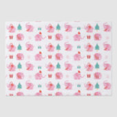 かわいいピンクの象モダンのクリスマス 薄葉紙 (正面)