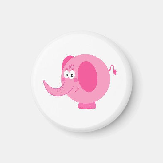 かわいいピンクの象 マグネット (正面)