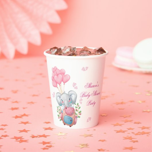 かわいいピンクの象 紙コップ (インサイチュ)