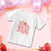 かわいいピンクの赤いバレーの初めての誕生日 ベビーTシャツ