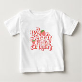 かわいいピンクの赤いバレーの初めての誕生日 ベビーTシャツ (正面)