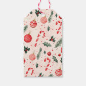 かわいいピンクの赤い写真のクリスマス ギフトタグ (裏面)