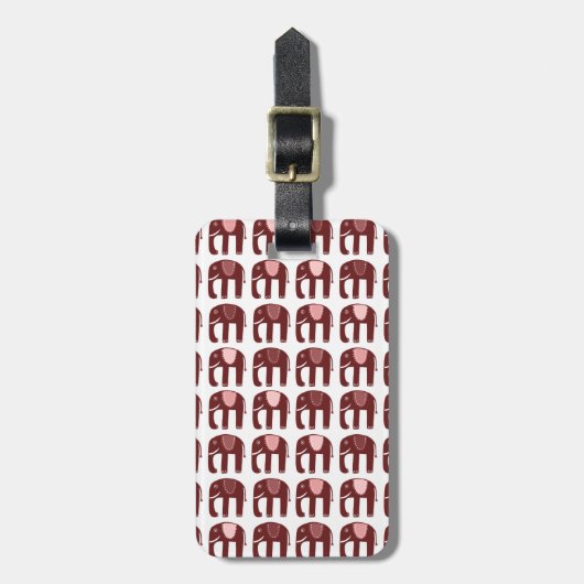 かわいいピンクの赤い象のパタカスタマイズーン ラゲッジタグ (正面縦)