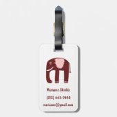 かわいいピンクの赤い象のパタカスタマイズーン ラゲッジタグ (裏面縦)