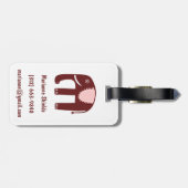 かわいいピンクの赤い象のパタカスタマイズーン ラゲッジタグ (裏面横)