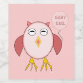 かわいいピンクの赤ちゃんガールフクロウワインボトルラベル ワインラベル (シングルラベル)