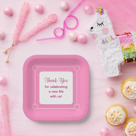 かわいいピンクの赤ちゃんシャワーありがとう祝。 ペーパープレート (パーティー)