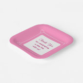 かわいいピンクの赤ちゃんシャワーありがとう祝。 ペーパープレート (傾斜あり)