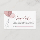 かわいいピンクの赤ちゃんシャワーおむつラッフル エンクロージャーカード (正面)