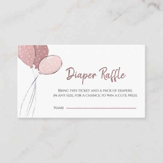 かわいいピンクの赤ちゃんシャワーおむつラッフル エンクロージャーカード (正面)