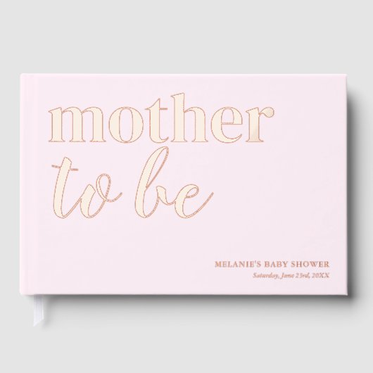 かわいいピンクの赤ちゃんシャワーバラゴールドフォイル ゲストブック (正面)