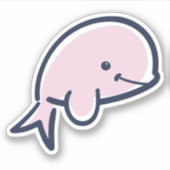 かわいいピンクの赤ちゃんベルーガクジラの漫画スクラップブック シール (正面)