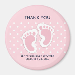 かわいいピンクの赤ちゃん女の子の足跡ベビシャワー マグネット