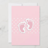 かわいいピンクの赤ちゃん女の子の足跡ベビシャワー 招待状 (裏面)