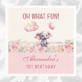 かわいいピンクの赤ちゃん女の子エレファント1st誕生日パーティー スタンダードカクテルナプキン