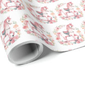 かわいいピンクの赤ちゃん女の子ロッキングホースのギフトラッピング ラッピングペーパー (ロールコーナー)