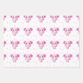 かわいいピンクの赤ちゃん少女ゾウ ラッピングペーパーシート (正面2)