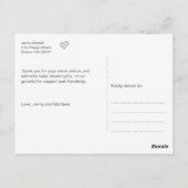 かわいいピンクの赤ちゃん服 |赤ちゃんシャワーありがとう ポストカード (裏面)