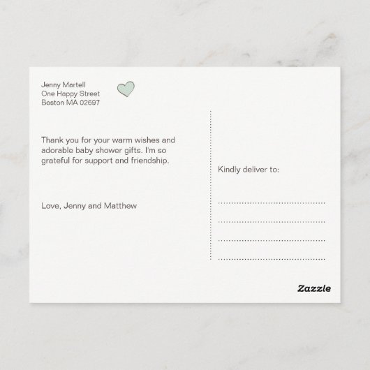 かわいいピンクの赤ちゃん服 |赤ちゃんシャワーありがとう ポストカード (裏面)