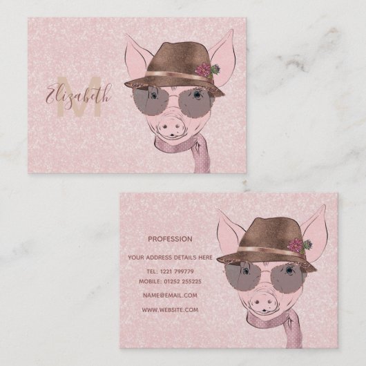 かわいいピンクの赤ちゃん豚おもしろいデザイン 名刺 (正面/裏面)