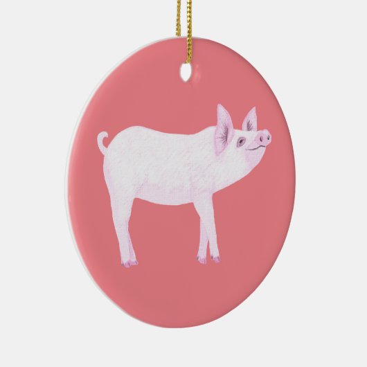かわいいピンクの赤ちゃん豚オーナメント セラミックオーナメント (右)
