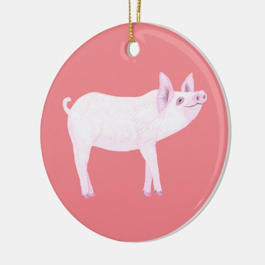 かわいいピンクの赤ちゃん豚オーナメント セラミックオーナメント (左)