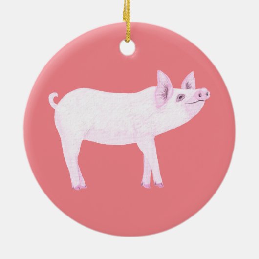 かわいいピンクの赤ちゃん豚オーナメント セラミックオーナメント (裏面)