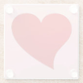 かわいいピンクの赤の大きなモダンハートガーリーバレンタイン ガラスコースター (裏面)