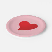 かわいいピンクの赤の大きなモダンハートガーリーバレンタイン ペーパープレート (アングル)