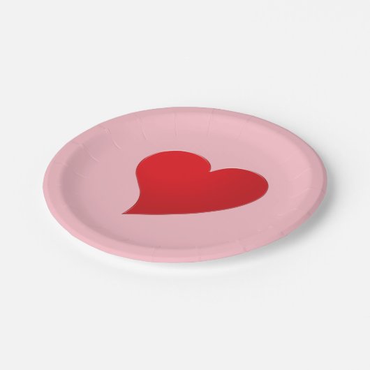 かわいいピンクの赤の大きなモダンハートガーリーバレンタイン ペーパープレート (アングル)