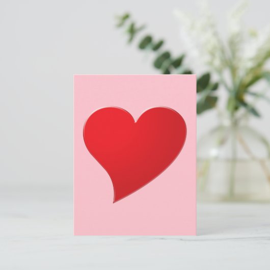 かわいいピンクの赤の大きなモダンハートガーリーバレンタイン ポストカード (スタンド正面)