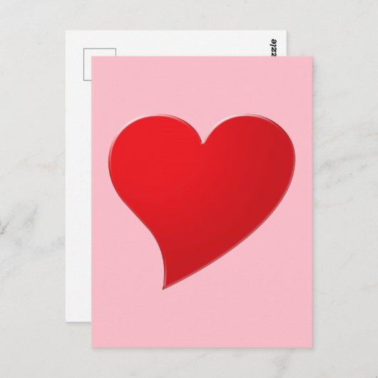 かわいいピンクの赤の大きなモダンハートガーリーバレンタイン ポストカード (正面/裏面)