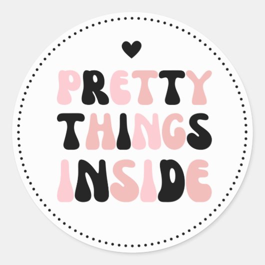 かわいいピンクの赤面かわいらし黒い物の中 ラウンドシール (正面)