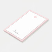 かわいいピンクの赤面ハート縁どとスクリモダンプト ポストイット (アングル)